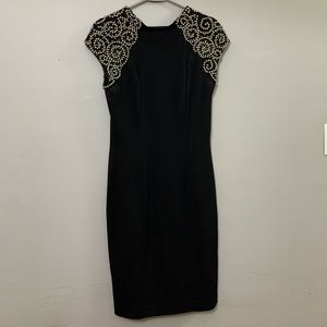 Aidan Mattox black dress with pearl beading embroidery